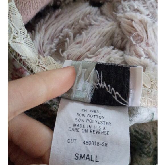 VNTG 90s FR Sport Floral Lace Collar Top Romantic Grunge Cottage Y2K Small - Picture 6 of 10